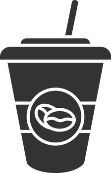 Iced coffee drink glyph icon