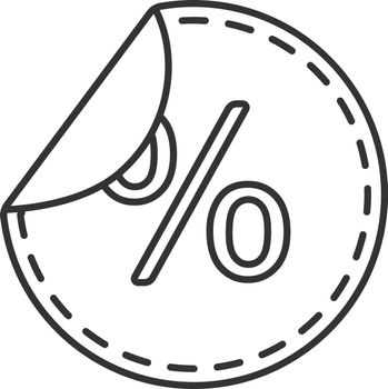 Round sticker with percent linear icon