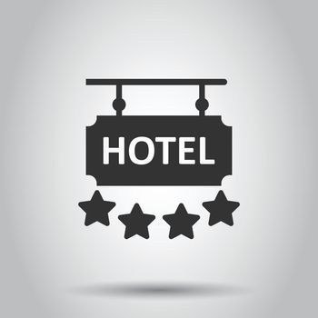 Hotel 4 stars sign icon in flat style. Inn vector illustration on white isolated background. Hostel room information business concept.