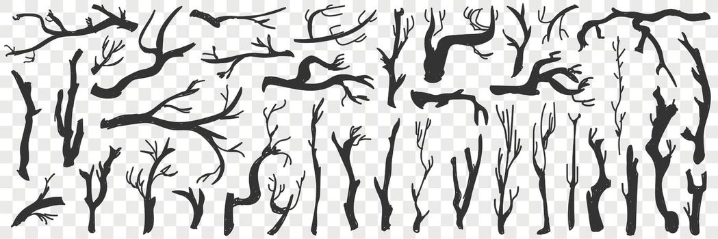Tree branches pattern doodle set
