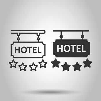 Hotel 4 stars sign icon in flat style. Inn vector illustration on white isolated background. Hostel room information business concept.
