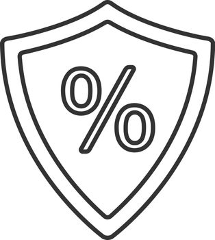 Shield with percent linear icon