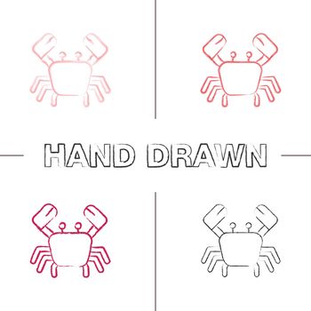 Crab hand drawn icons set