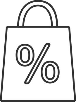 Shopping bag with percent linear icon