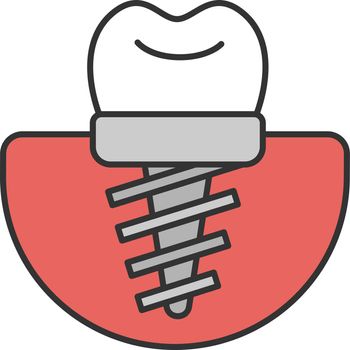 Dental implant color icon. Endosseous implant. Isolated vector illustration