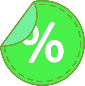 Round sticker with percent color icon