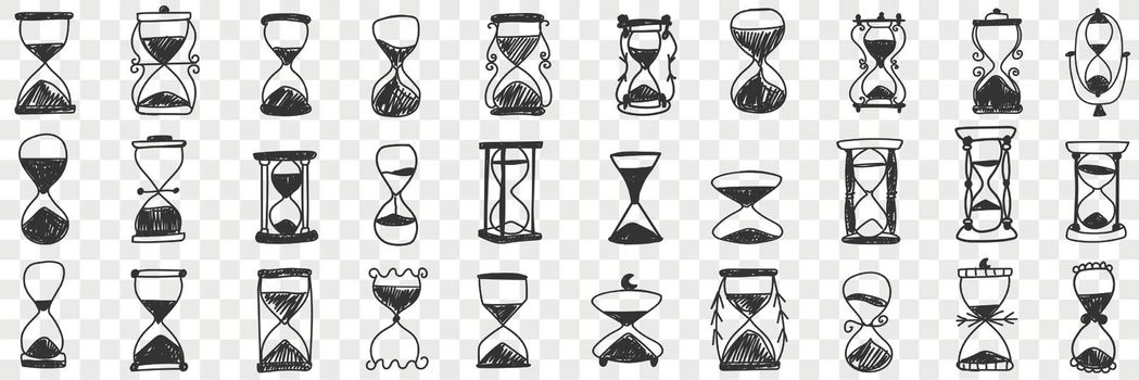 Hourglasses in rows doodle set