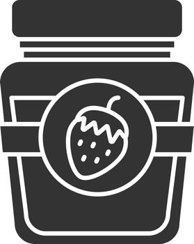 Strawberry jam jar glyph icon