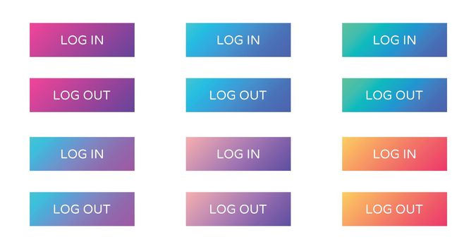 log in log out web buttons collection