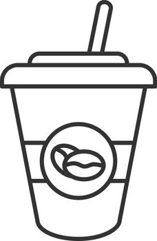 Iced coffee drink linear icon