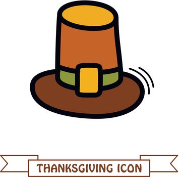Pilgrim hat icon. Harvest. Thanksgiving vector