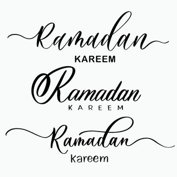 Ramadan Kareem. Set of modern calligraphy inscriptions.