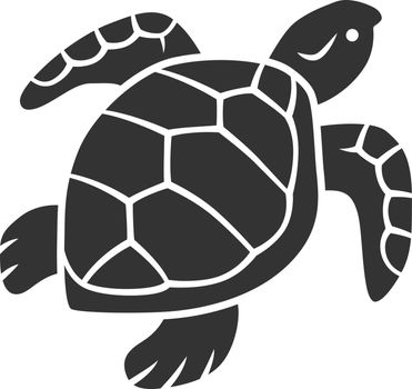 Turtle glyph icon. Slow moving reptile with scaly shell. Underwater aquatic animal. Swimming ocean creature. Oceanography. Marine fauna. Silhouette symbol. Negative space. Vector isolated illustration