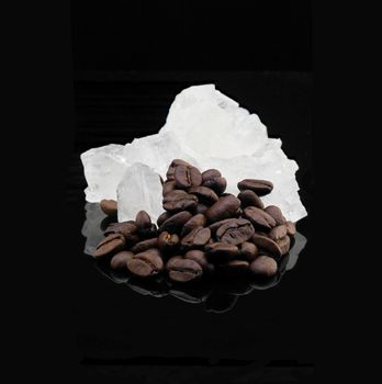 crystal sugar and coffee beans