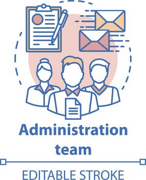 Administration team concept icon. Organization department idea thin line illustration. Office managers team. Company staff. Corporate management personnel. Vector isolated drawing. Editable stroke