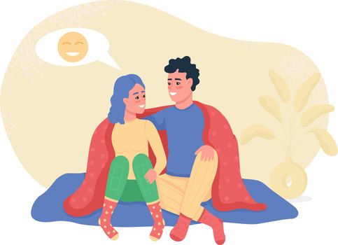 Couple happy talking 2D vector isolated illustration