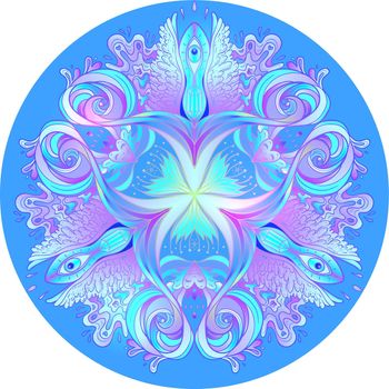 Psychedelic mandala. Mandala. Beautiful vintage round pattern. Vector illustration. Psychedelic composition. Indian.