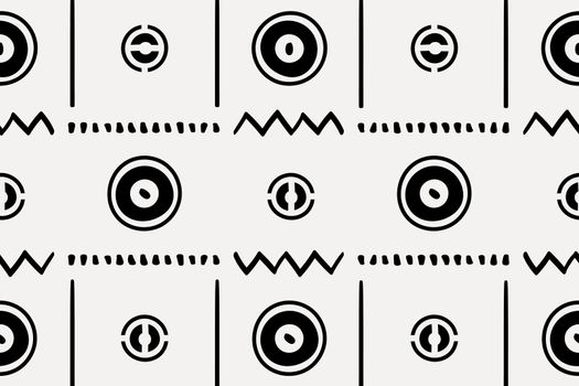 Ethnic seamless pattern background, black and white Aztec design, vector