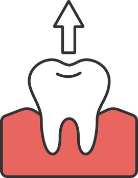 Dental extraction color icon. Tooth pulling. Isolated vector illustration