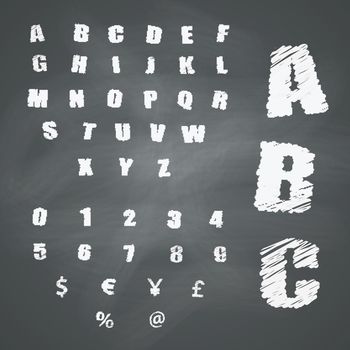 Alphabet and Symbols on Chalkboard