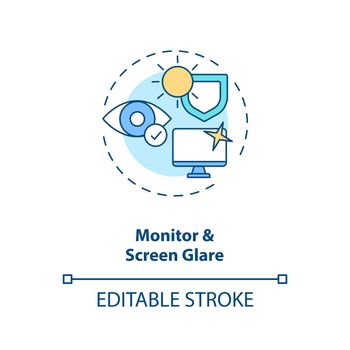 Monitor and screen glare concept icon
