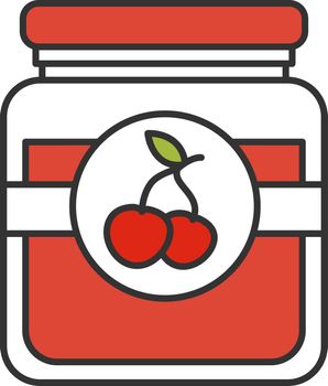 Cherry jam jar color icon