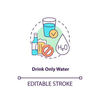 Drinking only water concept icon