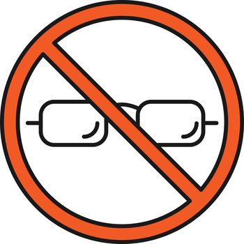 Forbidden sign with glasses color icon