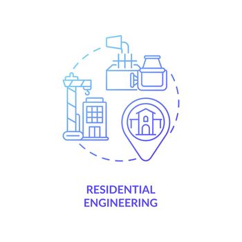 Residential engineering blue gradient concept icon