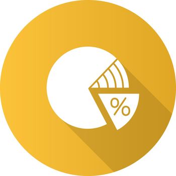 Percentage pie chart flat design long shadow glyph icon