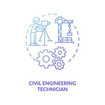 Civil engineering technician blue gradient concept icon