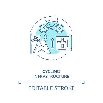 Cycling infrastructure blue concept icon