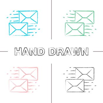 Mailing hand drawn icons set