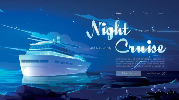 Night cruise website with ship in ocean