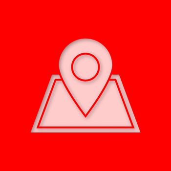 Building location pinpoint paper cut out icon