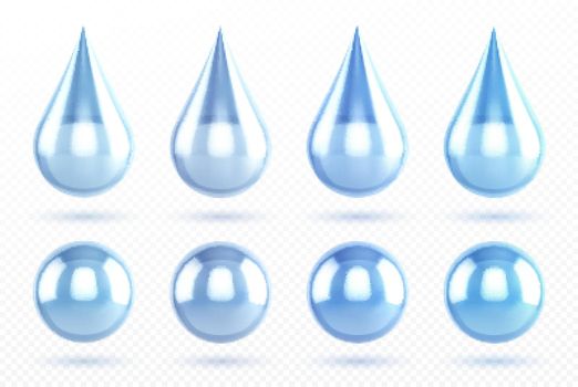 Blue water drops and aqua spheres