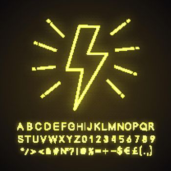 Lightning bolt neon light icon