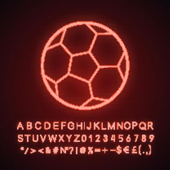 Soccer ball neon light icon