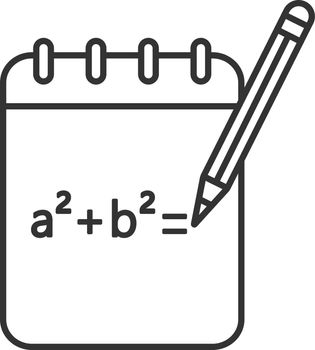 Notebook with math formula linear icon