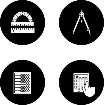Mathematics glyph icons set