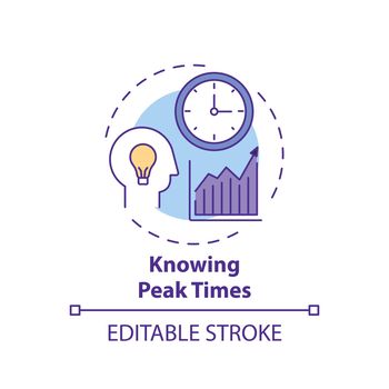 Knowing peak times concept icon