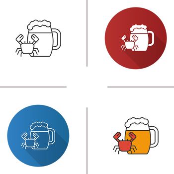 Beer mug with crab icon