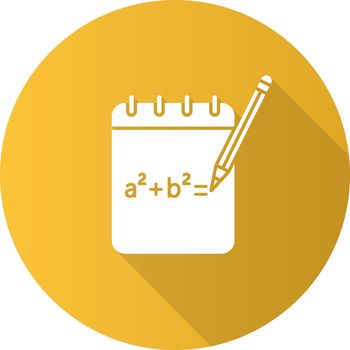 Notebook with math formula flat design long shadow glyph icon