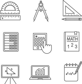 Mathematics linear icons set