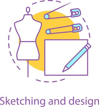 Clothes design sketches concept icon