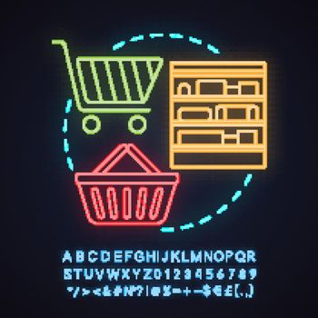 Grocery shop neon light concept icon