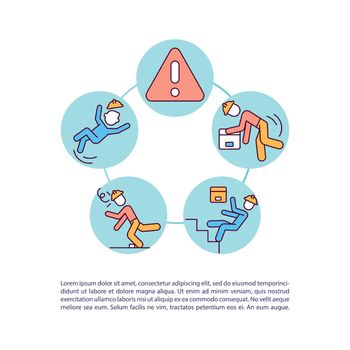 Accidents in warehouse precaution concept icon with text