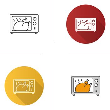 Whole chicken grilling in microwave oven icon