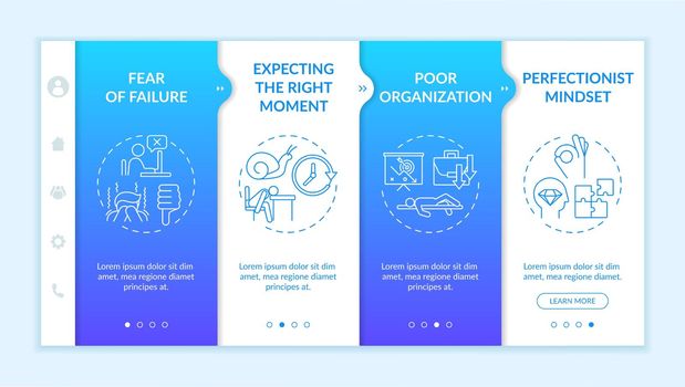 Delaying tasks habit causes onboarding vector template