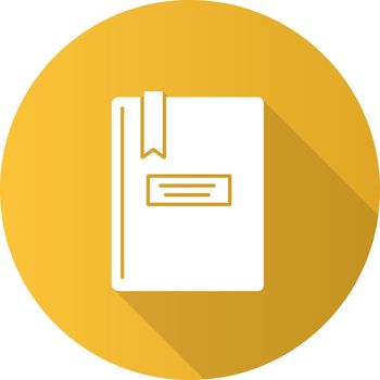 Book with bookmark flat design long shadow glyph icon
